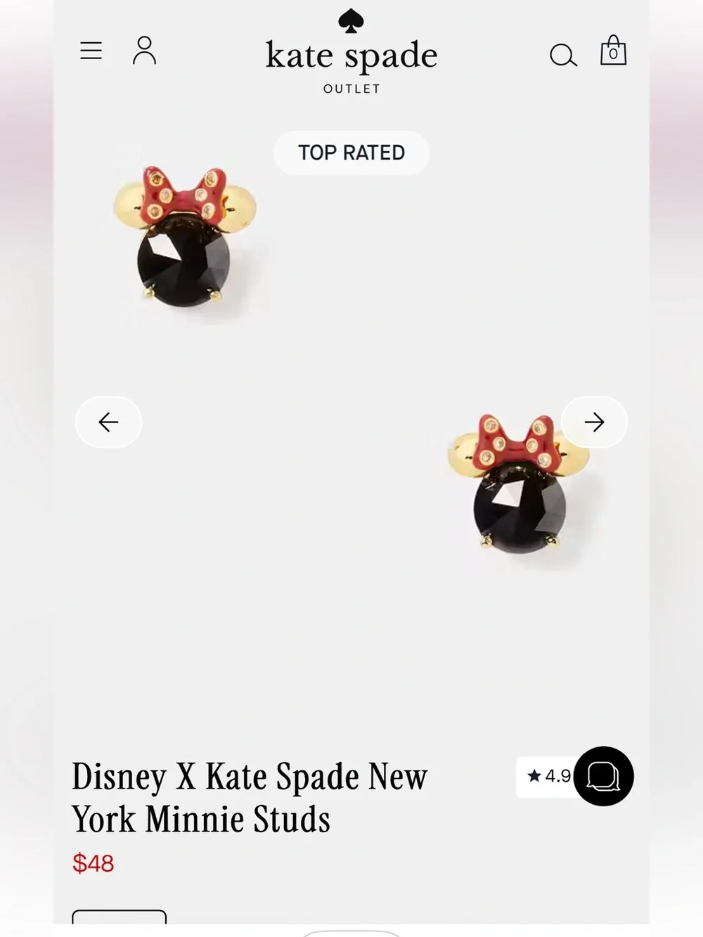 Kate Spade Minnie Mouse stud earrings